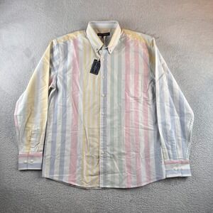 Kiel James Patrick Mens Pastel Multi Color Striped Button Down Shirt Small NWT